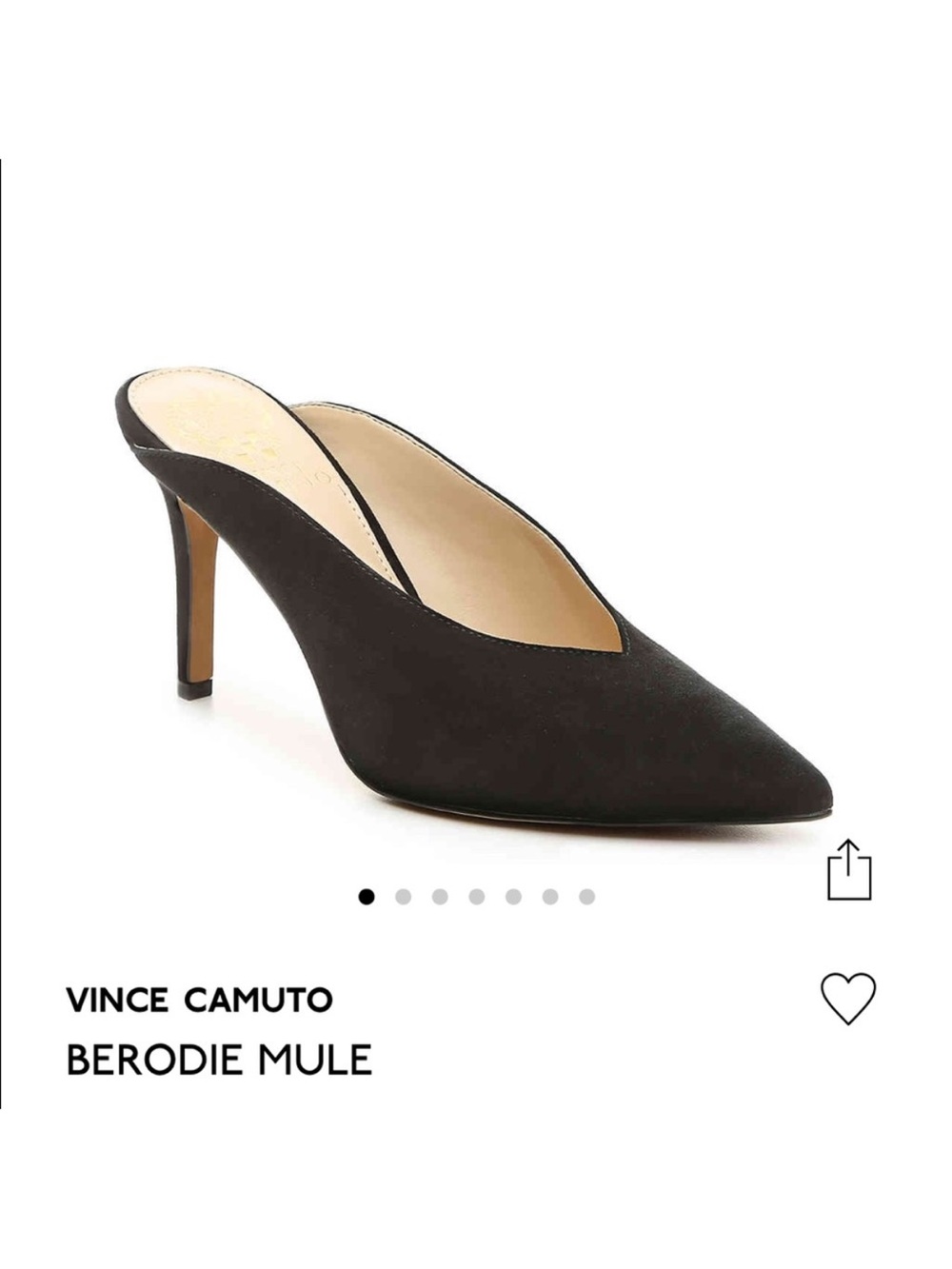 Vince Camuto Berodie Black Suede Pointed-Toe Slip-On Mules size 7 EUC